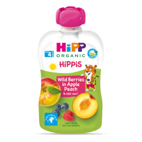 HiPP HiPPiS BIO Jablko, broskev, lesní ovoce 100 g, 4m+