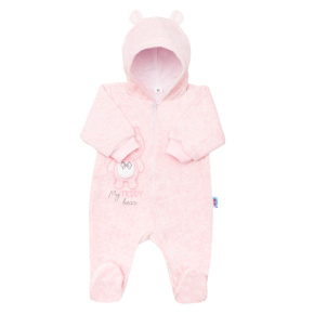 Kojenecký semiškový overal s kapucí New Baby Sweetheart růžový Růžová 74 (6-9m)