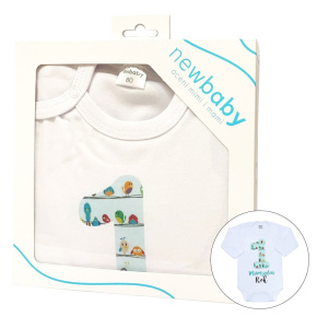 Body s potiskem New Baby Mám jeden Rok - dárkové balení Zelená 80 (9-12m)