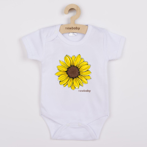 Dětské body s potiskem New Baby Slunečnice  - krátký rukáv Bílá 86 (12-18m)