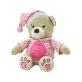 Plyšový usínáček medvídek s projektorem Baby Mix růžový Růžová 