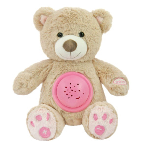 Plyšový usínáček medvídek s projektorem Baby Mix růžový Růžová 