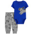 CARTER'S Set 2dílný body kr. rukáv, tepláky Blue Dog kluk 12m