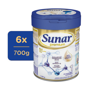 6x SUNAR Premium 1 Mléko počáteční 700 g