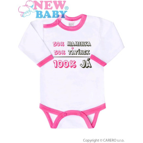 Body s potiskem New Baby 50% MAMINKA + 50% TATÍNEK - 100% JÁ růžové Růžová 86 (12-18m)