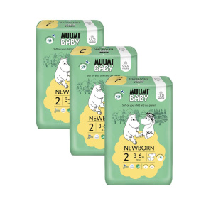 MUUMI Baby 2 Newborn 3-6 kg (174 ks), měsíční balení eko plen