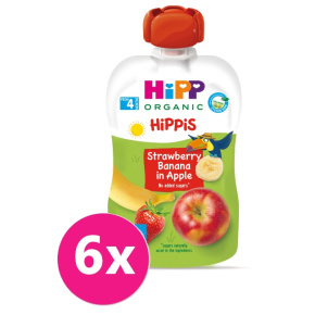 6x HiPP HiPPiS BIO 100% ovoce Jablko-Banán-Jahoda 100 g