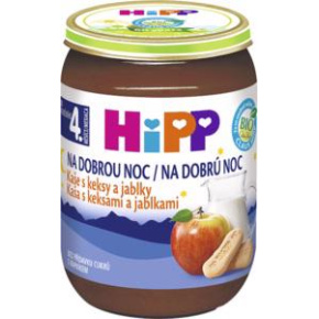 HiPP Kaše mléčná Bio na dobrou noc s keksy a jablky 190g