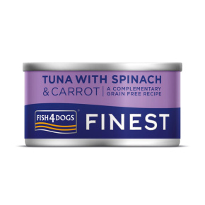 FISH4DOGS Konzerva pro psy Finest tuňák s mrkví a špenátem 85 g