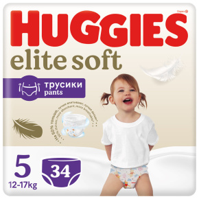 HUGGIES® Elite Soft Pants Kalhotky plenkové jednorázové 5 (12-17 kg) 34 ks