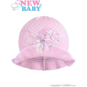 Pletený klobouček New Baby růžovo-bílý Růžová 104 (3-4r)