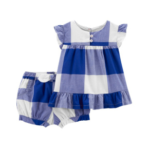 CARTER'S Set 2dílný šaty, kraťasy Blue White holka 3m