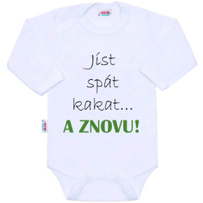 Body s potiskem New Baby jíst spát kakat... A ZNOVU! Bílá 80 (9-12m)