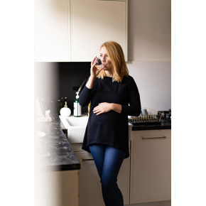 Těhotenská a kojící tunika Mommy milk & love černá Černá XL