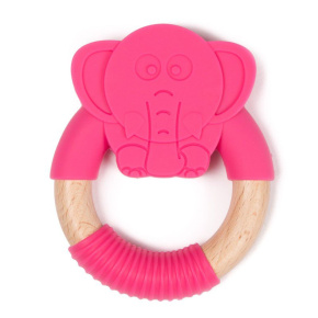 Kousátko B-TEETHER ANIMAL WOOD Pink Elephant