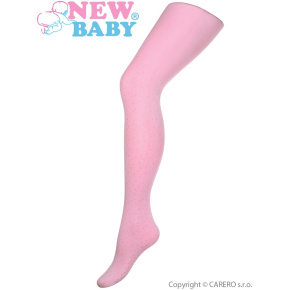 Dětské bavlněné punčocháče 3D New Baby světle růžové s puntíky Růžová 116 (5-6 let)