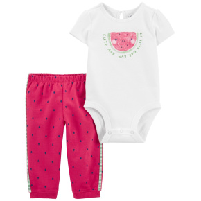 CARTER'S Set 2dílný tepláky, body kr. rukáv Pink Watermelon dívka 3m