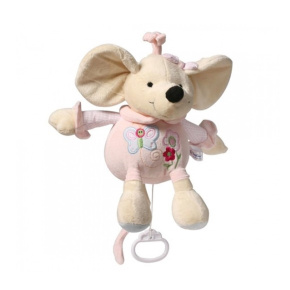 Plyšová hračka s hracím strojkem Baby Ono Myška růžová 31cm Růžová 