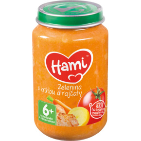 HAMI Zelenina s krůtou a rajčaty (200 g) - maso-zeleninový příkrm