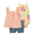 CARTER'S Set 3dílný triko na ramínka, body na ramínka, kraťasy Pink Orange holka 6m