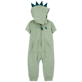 CARTER'S Overal na zip bez nožiček kr. rukáv Green Dino kluk 6m