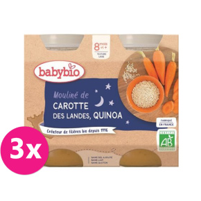 3x BABYBIO Večerní menu mrkvové mouliné a quinoa 2x 200 g