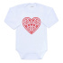Dětské body s potiskem New Baby Lidový vzor červené srdíčko Červená 80 (9-12m)