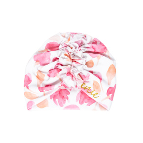 ENIE BABY Čepice dětská turban Pink Leaves dívka 9-12m
