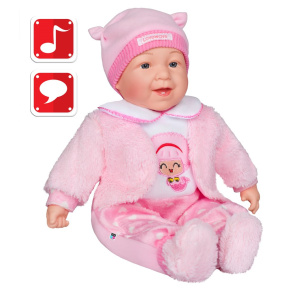 Česky mluvící a zpívající dětská panenka PlayTo Nelinka 46 cm Růžová 