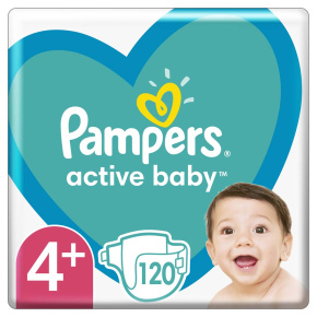 PAMPERS Active Baby Pleny jednorázové 4+ (10-15 kg) 120 ks - MEGA PACK