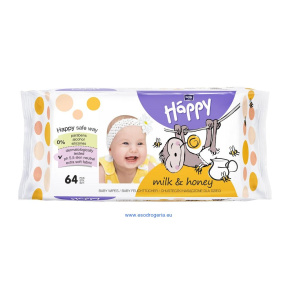 BELLA HAPPY BABY Vlhčené ubrousky mléko a med 64 ks