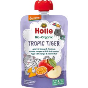 HOLLE Bio-Organic Tropic Tiger ovocné pyré jablko, mango a maracuja, 100 g (8m+)