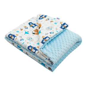 Dětská deka z Minky s výplní New Baby Medvídci modrá 80x102 cm Modrá 