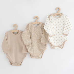 Kojenecké celorozepínací body New Baby Classic II Uni 3ks béžové Béžová 62 (3-6m)