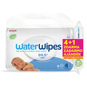 4x WATERWIPES Ubrousky vlhčené 60 ks (240 ks) + Novinka Hydrating clean ubrousky 60 ks ZDARMA