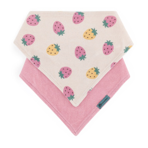 PETITE&MARS Bryndák bandana Luke 2 ks Beige Strawberies&Dusty Rose 3m+
