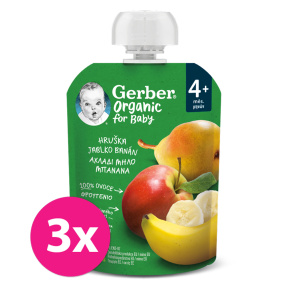 8x GERBER Organic Kapsička hruška, jablko a banán 90 g​