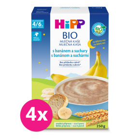 6x HiPP BIO Kaše mléčná na dobrou noc s banánem a suchary od uk. 4.-6. měsíce, 250g