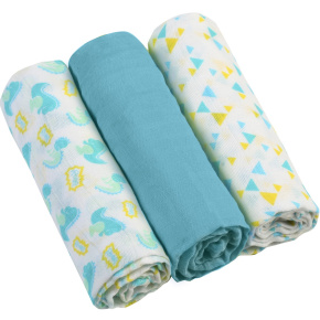 Baby ono Pleny mušelínové - Super soft 3ks - Modré