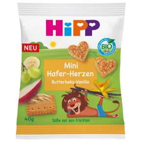HiPP BIO Srdíčka ovocno-obilná Máslové sušenky - Vanilka od uk. 1 roku, 40 g