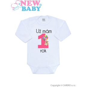 Body s potiskem New Baby Už mám 1 rok růžové Růžová 86 (12-18m)