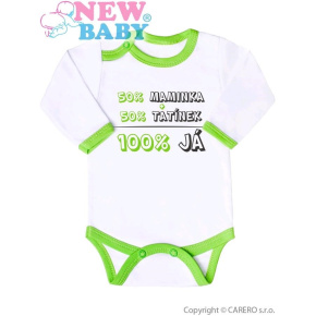 Body s potiskem New Baby 50% MAMINKA + 50% TATÍNEK - 100% JÁ zelené Zelená 80 (9-12m)