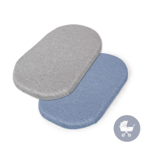 CEBA Prostěradlo do kočárku 73-80x30-37 cm 2 ks Light Grey+Blue