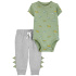 CARTER'S Set 2dílný body kr. rukáv, tepláky Green Dino kluk 3m