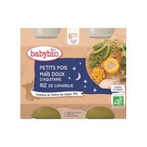 2xBABYBIO Večerní menu hrášek sladká kukuřice rýže 200 g