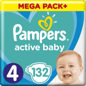 PAMPERS Active Baby Pleny jednorázové 4 (9-14 kg) 132 ks