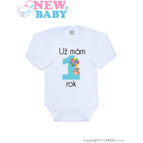 Body s potiskem New Baby Už mám 1 rok modré Modrá 80 (9-12m)