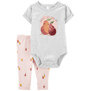 CARTER'S Set 2dílný body kr. rukáv, legíny Grey Pears holka 6m