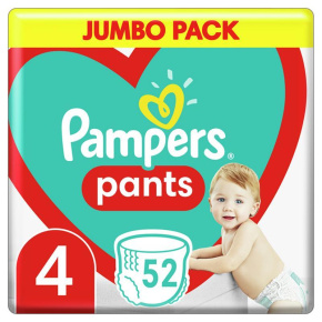 PAMPERS Pants Kalhotky plenkové jednorázové 4 (9-15 kg) 52 ks - JUMBO PACK