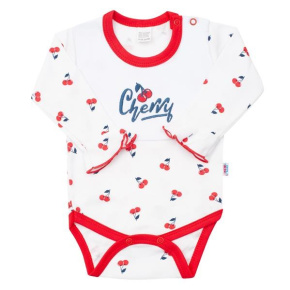 Kojenecké bavlněné body s dlouhým rukávem New Baby Cherry Červená 80 (9-12m)